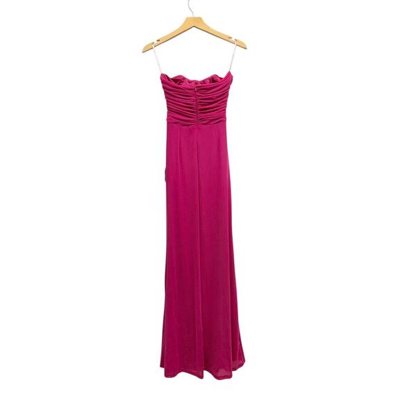 Lulus Epitome of Allure Fuchsia Mesh Strapless Ruched Maxi Dress size S NWT - Picture 2 of 8
